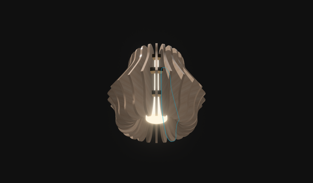 IMOLE wood pendant light - 3D model render, studio background