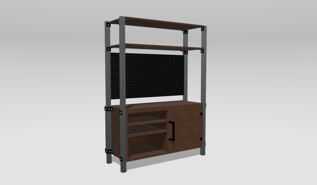 OLUSE maker storage shelf - 3D model render, studio background